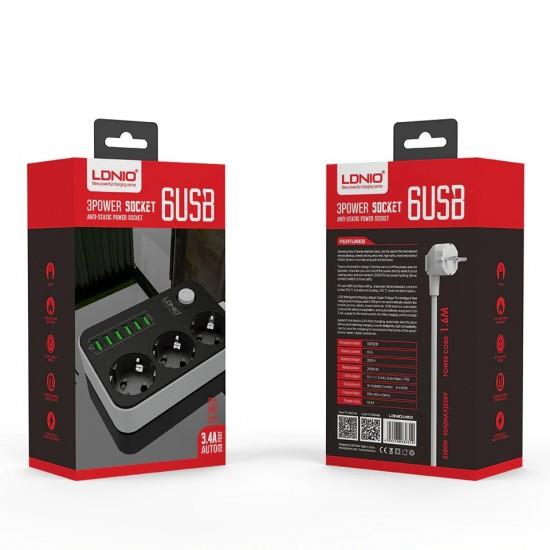 LDNIO ΠΟΛΥΜΠΡΙΖΟ SE3631 3 ΘΕΣΕΩΝ + 6 ΘΥΡΕΣ USB LDNIO ΠΟΛΥΜΠΡΙΖΟ SE3631 3 ΘΕΣΕΩΝ + 6 ΘΥΡΕΣ USB - Image 1