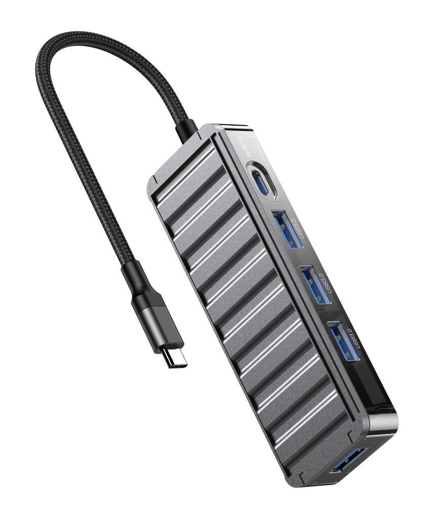 XO HUB015 5 in 1 USB HUB XO HUB015 5 in 1 USB HUB, 4x USB 3.0 + 1x TYPE-C (ΕΞΩΤ. ΤΡΟΦΟΔΟΣΙΑ) - Image 1