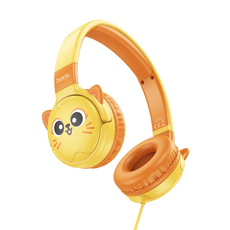 HOCO W61 VOICE WIRED HEADPHONES HOCO W61 VOICE WIRED HEADPHONES, SUN YELLOW - Image 1