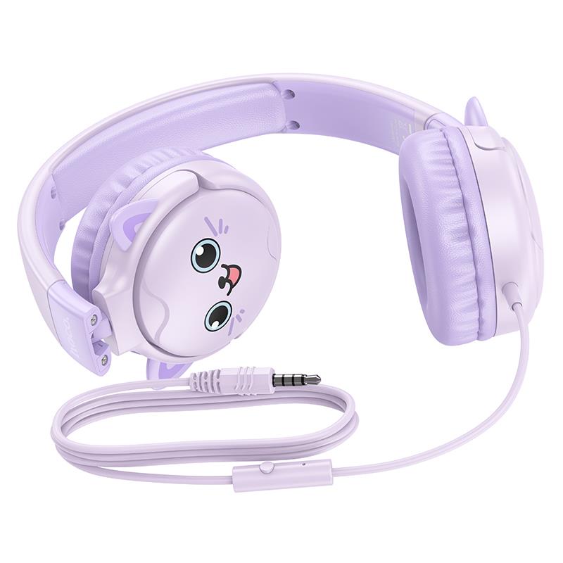 HOCO W61 VOICE WIRED HEADPHONES HOCO W61 VOICE WIRED HEADPHONES, DREAM PURPLE - Image 1
