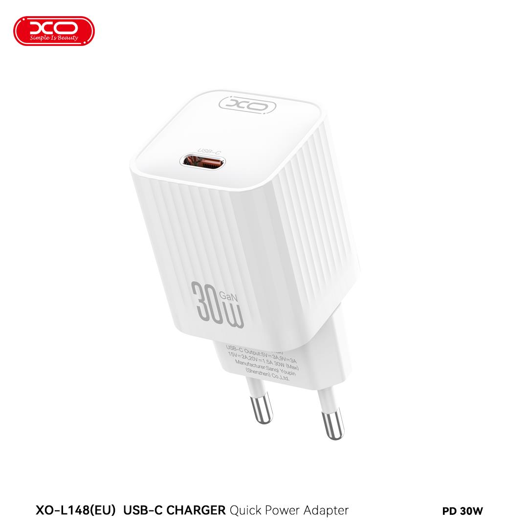 XO L148 ΦΟΡΤΙΣΤΗΣ PD30W XO L148 ΦΟΡΤΙΣΤΗΣ PD30W, 1 ΘΥΡΑ TYPE-C, ΛΕΥΚΟΣ - Image 1