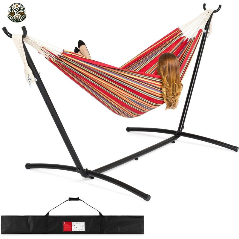 Wild Path Υπέρδιπλη Αιώρα με Μεταλλική Βάση Υφασμάτινη 250x165cm (WP-01381) Red Wild Path Υπέρδιπλη Αιώρα με Μεταλλική Βάση Υφασμάτινη 250x165cm (WP-01381) Red - Image 1