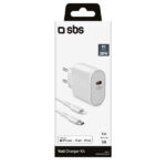 SBS TRAVEL CHARGER MFI PD 20W + DATA CABLE TYPE C to LIGHTNING 1m white - Image 2