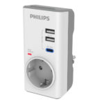 PHILIPS ΜΟΝΟΠΡΙΖΟ ΑΣΦΑΛΕΙΑΣ ΑΠΟ ΥΠΕΡΤΑΣΗ ΜΕ 2 USB & TYPE C 3680W 380J