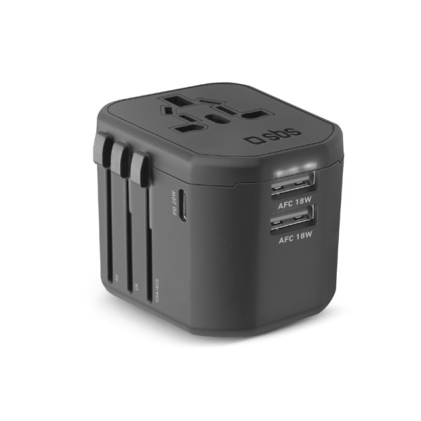 SBS UNIVERSAL TRAVEL CHARGER PD AFC 1840W EU/UK/US/AUS black SBS UNIVERSAL TRAVEL CHARGER PD AFC 1840W EU/UK/US/AUS black - Image 1