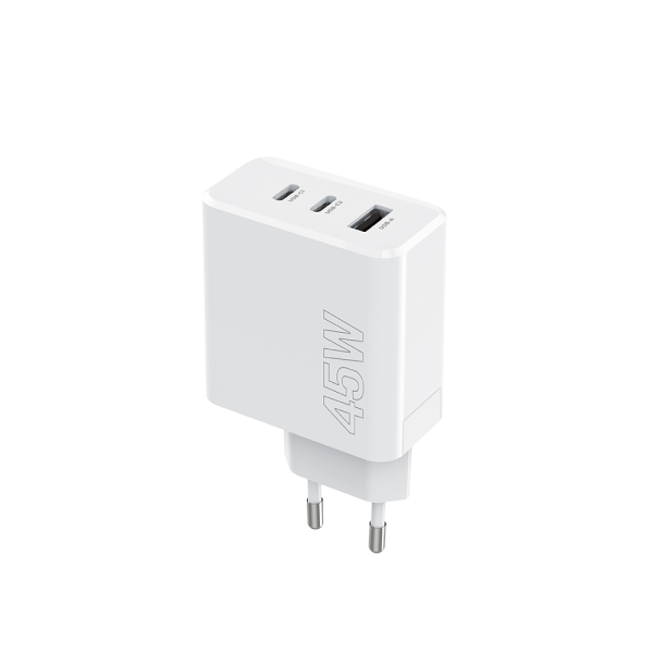 MAXLIFE TRAVEL CHARGER MXTC-07-45 USB PORT + 2 PD PORTS 45W white MAXLIFE TRAVEL CHARGER MXTC-07-45 USB PORT + 2 PD PORTS 45W white - Image 1