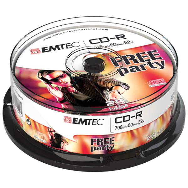 EMTEC CD-R 700MB / 80 MIN 52x SLIM 25pcs CAKE BOX EMTEC CD-R 700MB / 80 MIN 52x SLIM 25pcs CAKE BOX - Image 1