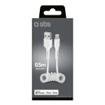 SBS DATA CABLE MFI USB to LIGHTNING SPIRAL 0.5m white - Image 2