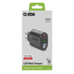 SBS TRAVEL CHARGER LCD 2 PORTS USB/TYPE C PD 20W black - Image 2