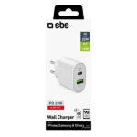 SBS TRAVEL CHARGER 2 PORTS USB/TYPE C PD 20W white - Image 2