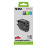 SBS TRAVEL CHARGER 3 PORTS USB/USB/TYPE C PD 30W black - Image 2