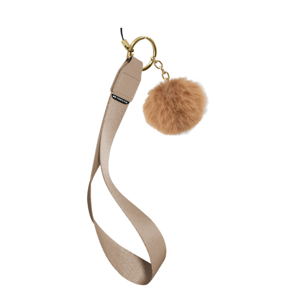 SBS WRIST STRAP FOR SMARTPHONE WITH POMPOM Beige SBS WRIST STRAP FOR SMARTPHONE WITH POMPOM Beige - Image 1