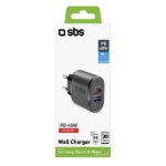 SBS TRAVEL CHARGER 2 PORTS USB 2.1A & PD 45W black - Image 2