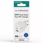 VIVANCO TRAVEL CHARGER 20W PD 3.0 2xPORTS white - Image 2