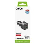 SBS CAR CHARGER 2 PORTS USB/TYPE C PD 25W black - Image 2
