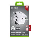 SBS UNIVERSAL ADAPTER 2500W EUROPE/USA/ASIA/AFRICA PLUGS USB/ 2X TYPE C PORTS - Image 2