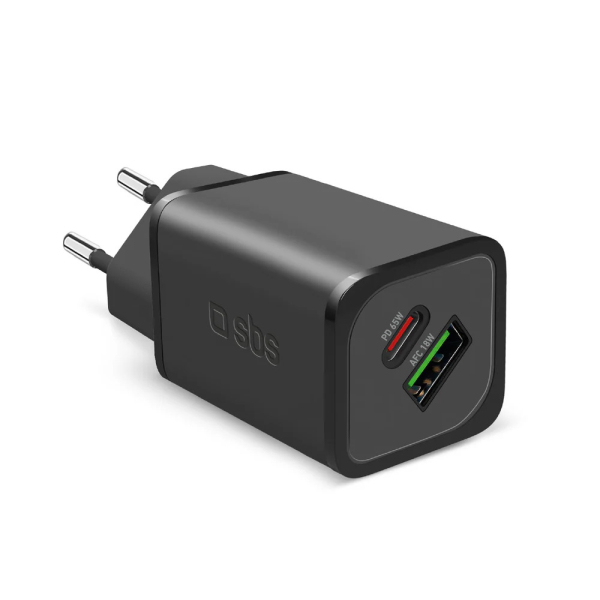SBS TRAVEL CHARGER PD 65W GaN 2X PORTS black SBS TRAVEL CHARGER PD 65W GaN 2X PORTS black - Image 1