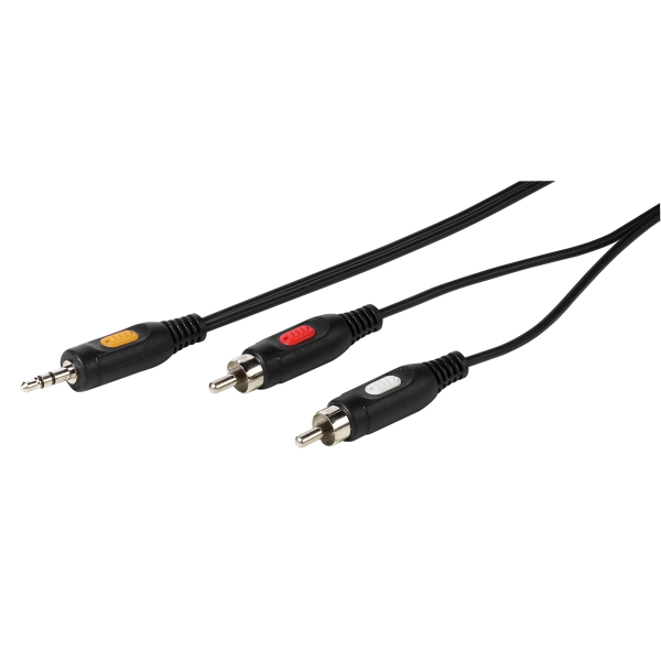 VIVANCO AUDIO CONNECTION 3.5mm JACK CABLE to 2x RCA 2.5m black VIVANCO AUDIO CONNECTION 3.5mm JACK CABLE to 2x RCA 2.5m black - Image 1