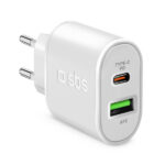 SBS TRAVEL CHARGER 2 PORTS USB/TYPE C PD 20W white