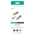 VIVANCO ANTENNA CABLE 2m COAX PLUG-COAX SOCKET 90 dB with adapter included white - Image 2