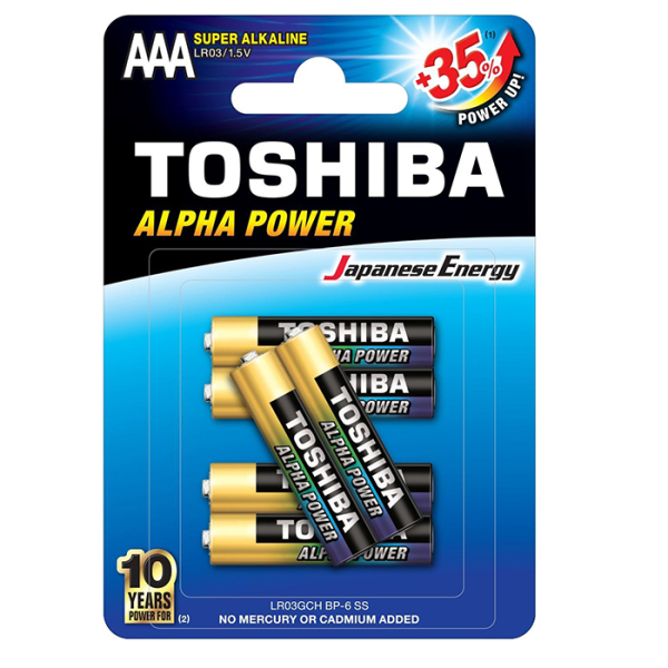 ΑΛΚΑΛΙΚΕΣ ΜΠΑΤΑΡΙΕΣ AAA TOSHIBA LR03GCH BP-6 1.5V 6τεμ. ΑΛΚΑΛΙΚΕΣ ΜΠΑΤΑΡΙΕΣ AAA TOSHIBA LR03GCH BP-6 1.5V 6τεμ. - Image 1