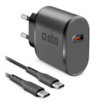 SBS TRAVEL CHARGER PD 15W + DATA CABLE TYPE C to TYPE C 1m black