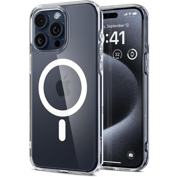 SPIGEN ULTRA HYBRID MAG COMBATIBLE WITH MAGSAFE IPHONE 15 PRO white backcover SPIGEN ULTRA HYBRID MAG COMBATIBLE WITH MAGSAFE IPHONE 15 PRO white backcover - Image 1