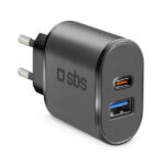 SBS TRAVEL CHARGER 2 PORTS USB/TYPE C 5.1A black