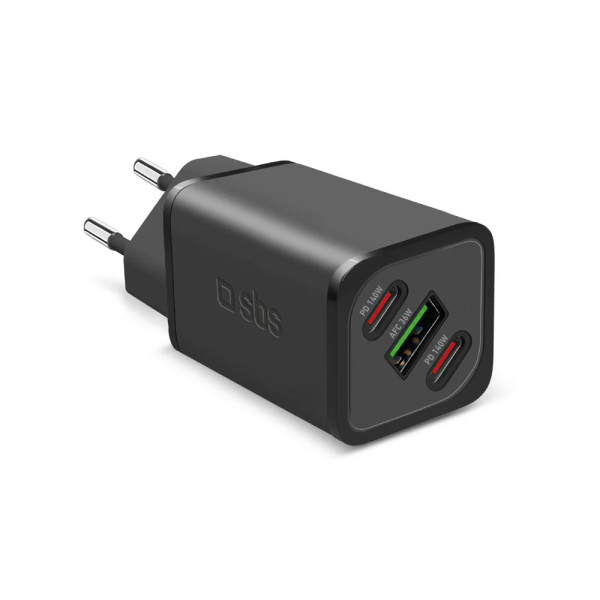 SBS TRAVEL CHARGER PD 140W GaN 3X PORTS black SBS TRAVEL CHARGER PD 140W GaN 3X PORTS black - Image 1