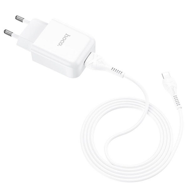 HOCO TRAVEL CHARGER N2 2A + DATA CABLE LIGHTNING white HOCO TRAVEL CHARGER N2 2A + DATA CABLE LIGHTNING white - Image 1