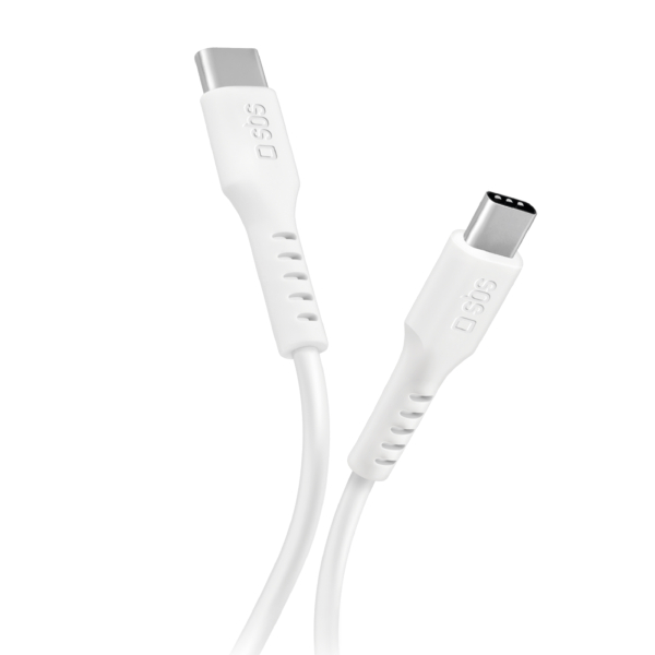 SBS DATA CABLE TYPE C to TYPE C 1m 25W white SBS DATA CABLE TYPE C to TYPE C 1m 25W white - Image 1