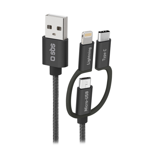 SBS DATA CABLE MFI 3 ΙΝ 1 TYPE C / MICRO USB / LIGHTNING 1.2m black SBS DATA CABLE MFI 3 ΙΝ 1 TYPE C / MICRO USB / LIGHTNING 1.2m black - Image 1