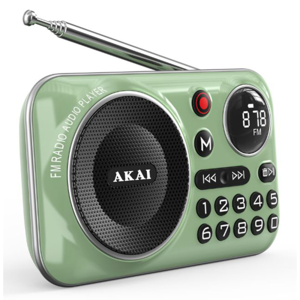 AKAI ΜΙΝΙ ΨΗΦΙΑΚΟ ΡΑΔΙΟΦΩΝΟ Β/Τ AKAI ΜΙΝΙ ΨΗΦΙΑΚΟ ΡΑΔΙΟΦΩΝΟ Β/Τ, TF, USB, REC 2,5W ΠΡΑΣΙΝΟ - Image 1