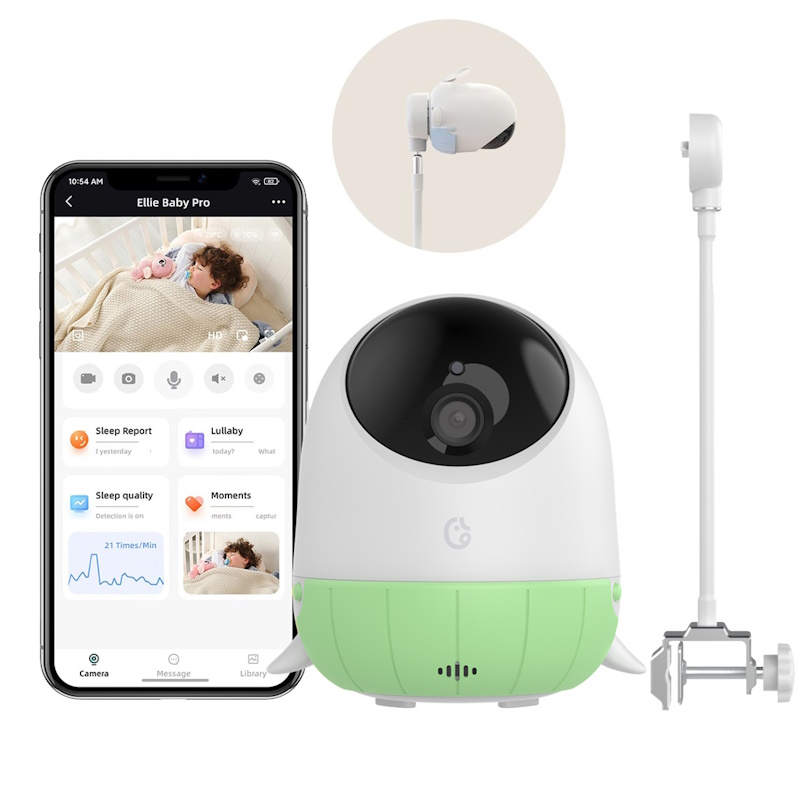Ellie Baby Pro Ασύρματη WiFi Ενδοεπικοινωνία Μωρού με Κάμερα - Αμφίδρομη Επικοινωνία Ellie Baby Pro Ασύρματη WiFi Ενδοεπικοινωνία Μωρού με Κάμερα - Αμφίδρομη Επικοινωνία, AI Ανίχνευση Κλάματος & Νανουρίσματα (Green) - Image 1
